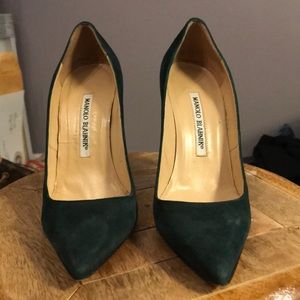 Dark emerald green Manolo pumps